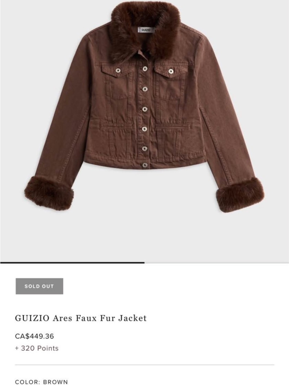 KITH 

Guizio Brown Faux-Fur Trim Jean Jacket